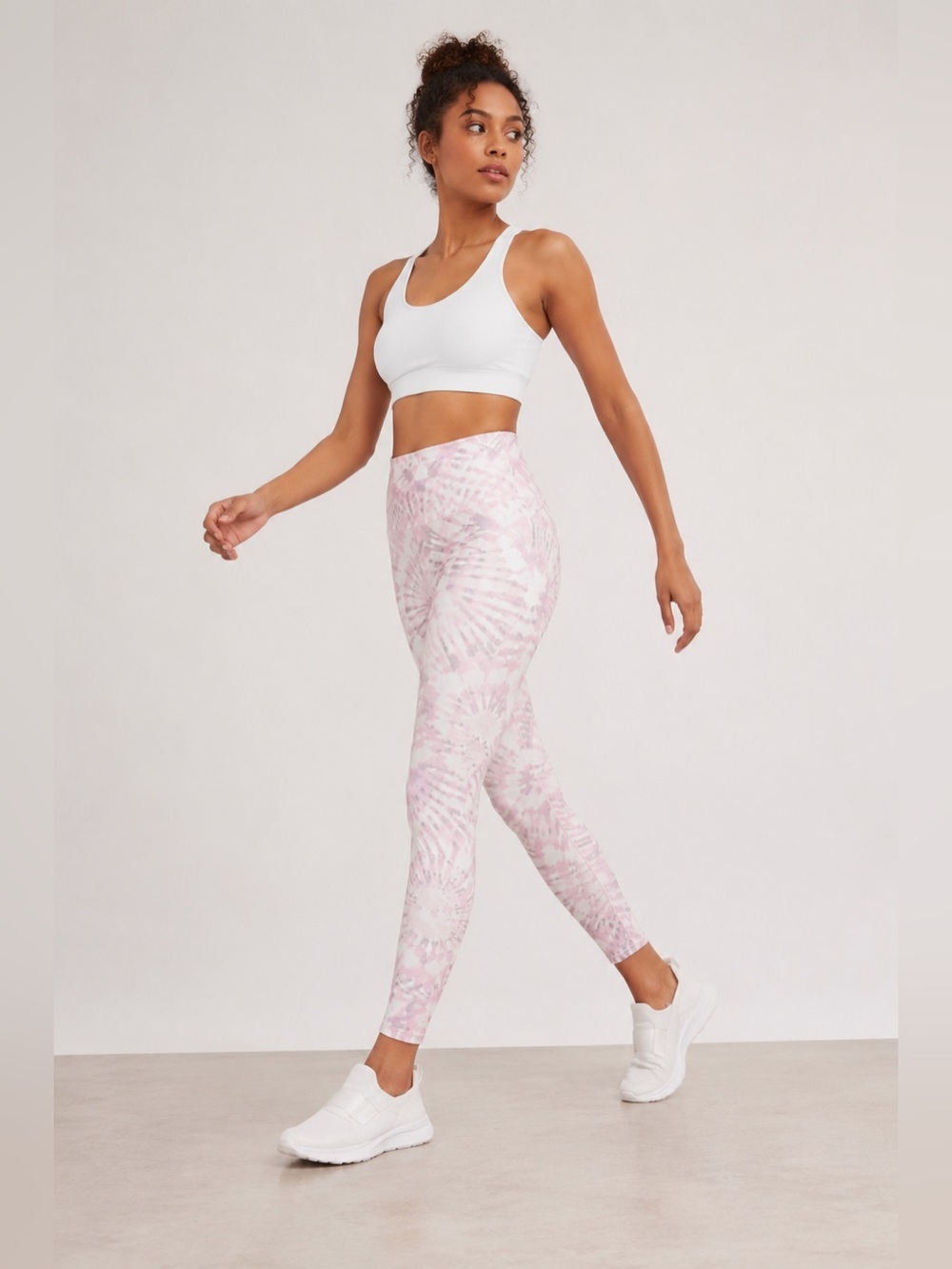 DANSKIN high-waisted pink & white leggings size SP